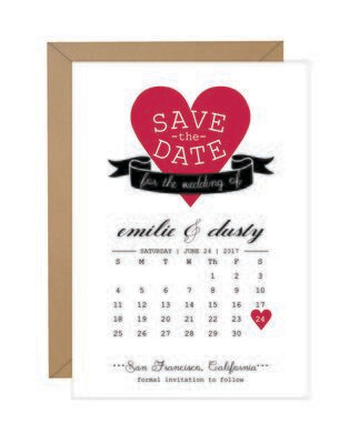 Heart Calendar Save The Date