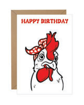 Chicken Red Bandana Birthday Note