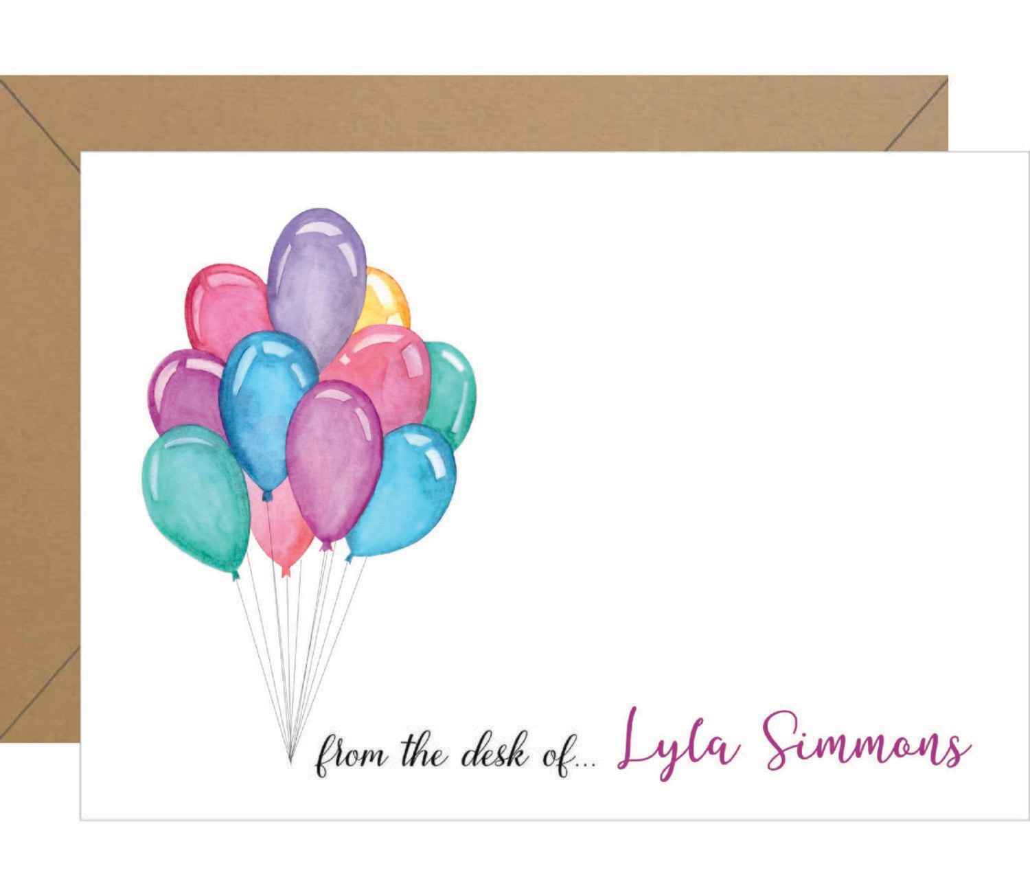Balloons Personalized Note