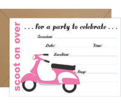 &quot;Scoot on Over&quot; Pink Fill In Invitation - Printable