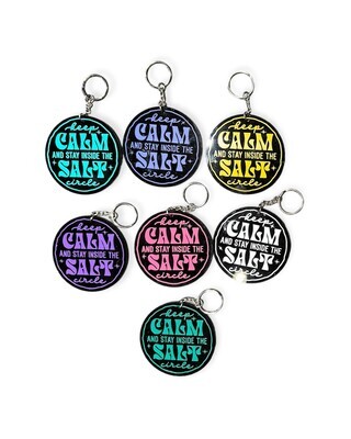 &quot;Keep Calm And Stay Inside The Salt Circle&quot; Keychain, Color Choice: Aqua