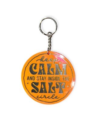 &quot;Keep Calm And Stay Inside The Salt Circle&quot; Keychain