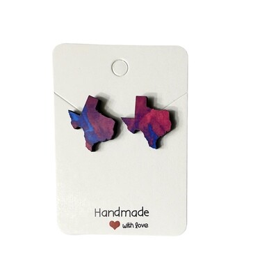 Texas Pink &amp; Blue Marble Stud Earrings