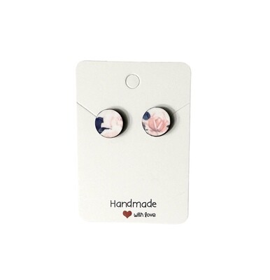 Rose Blue &amp; Pink Stud Earrings