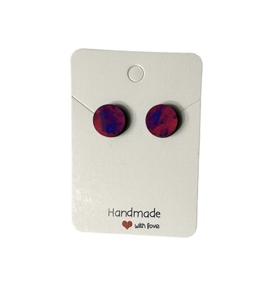 Pink &amp; Blue Marble Stud Earrings