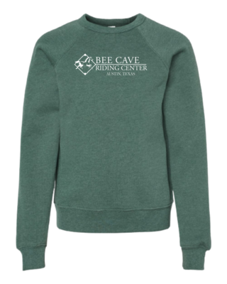 "BCRC Logo White on Green" Youth Crewneck Hoodie *Holiday Pre-Order Item*