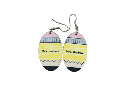 Teacher Pencil Dangle Earrings Personalized