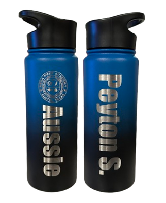 Gradient Blue / Black 24 oz Stainless Steel Engraved Water Bottle