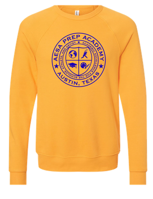 Gold w/Blue Logo Sponge Fleece Crewneck - Adult