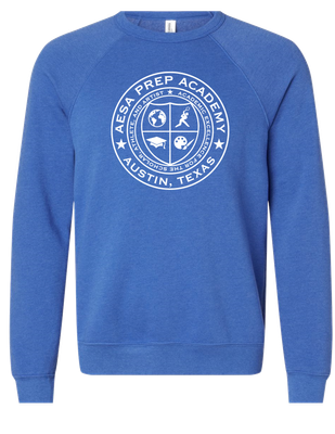 True Royal w/White Logo Sponge Fleece Crewneck - Adult