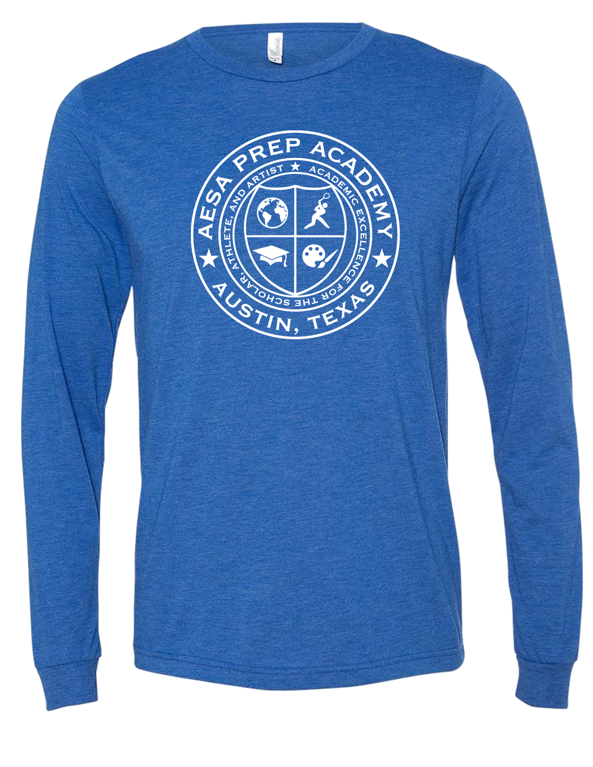 True Royal Blue w/White Logo Long Sleeve - Youth