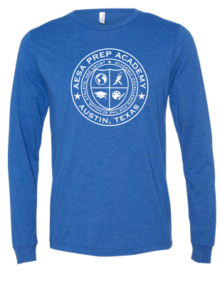True Royal Blue w/White Logo Long Sleeve - Adult