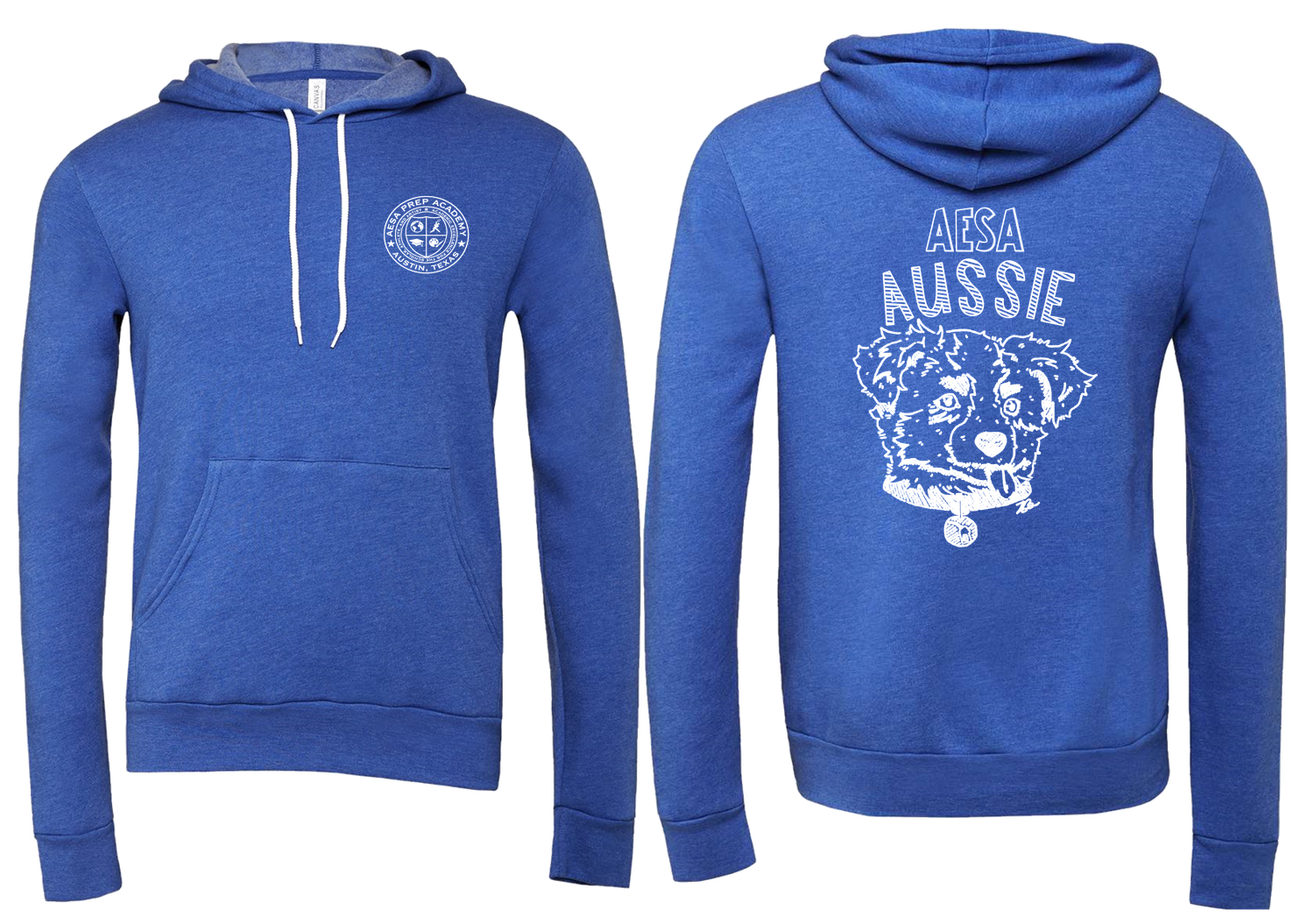 True Royal w/White Logo Sponge Fleece Hoodie - Adult