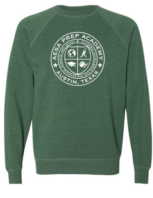 Moss w/White Logo Special Blend Raglan Crewneck - Adult