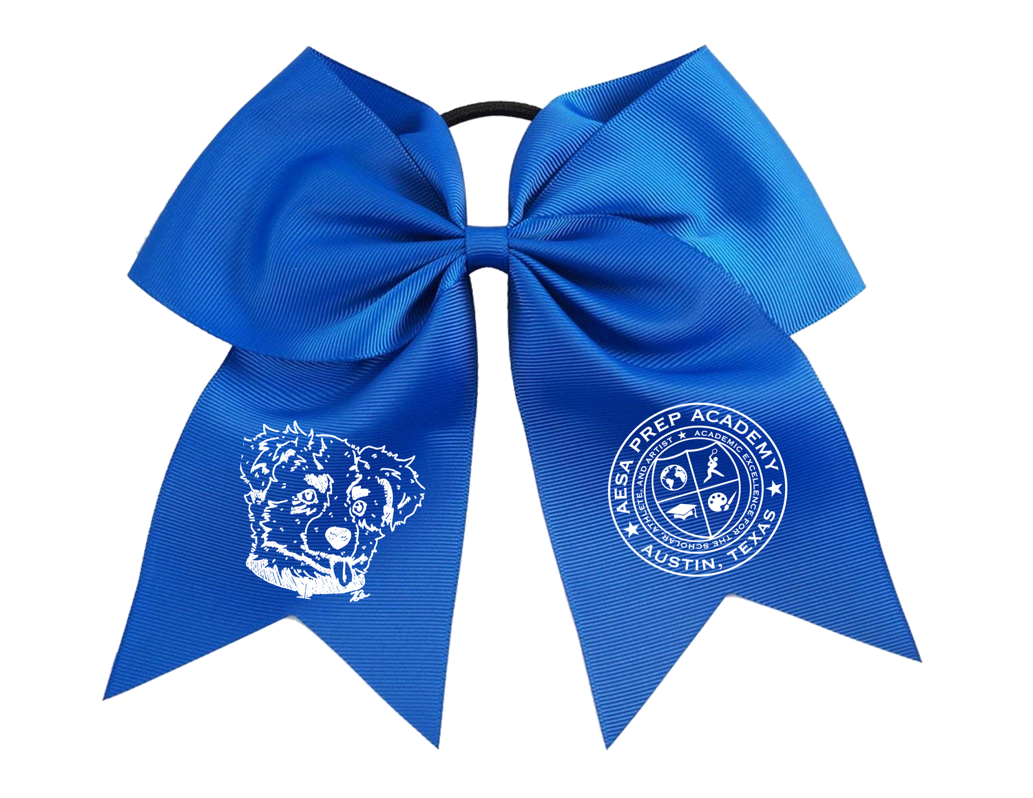 Blue Ponytail Cheer Bow
