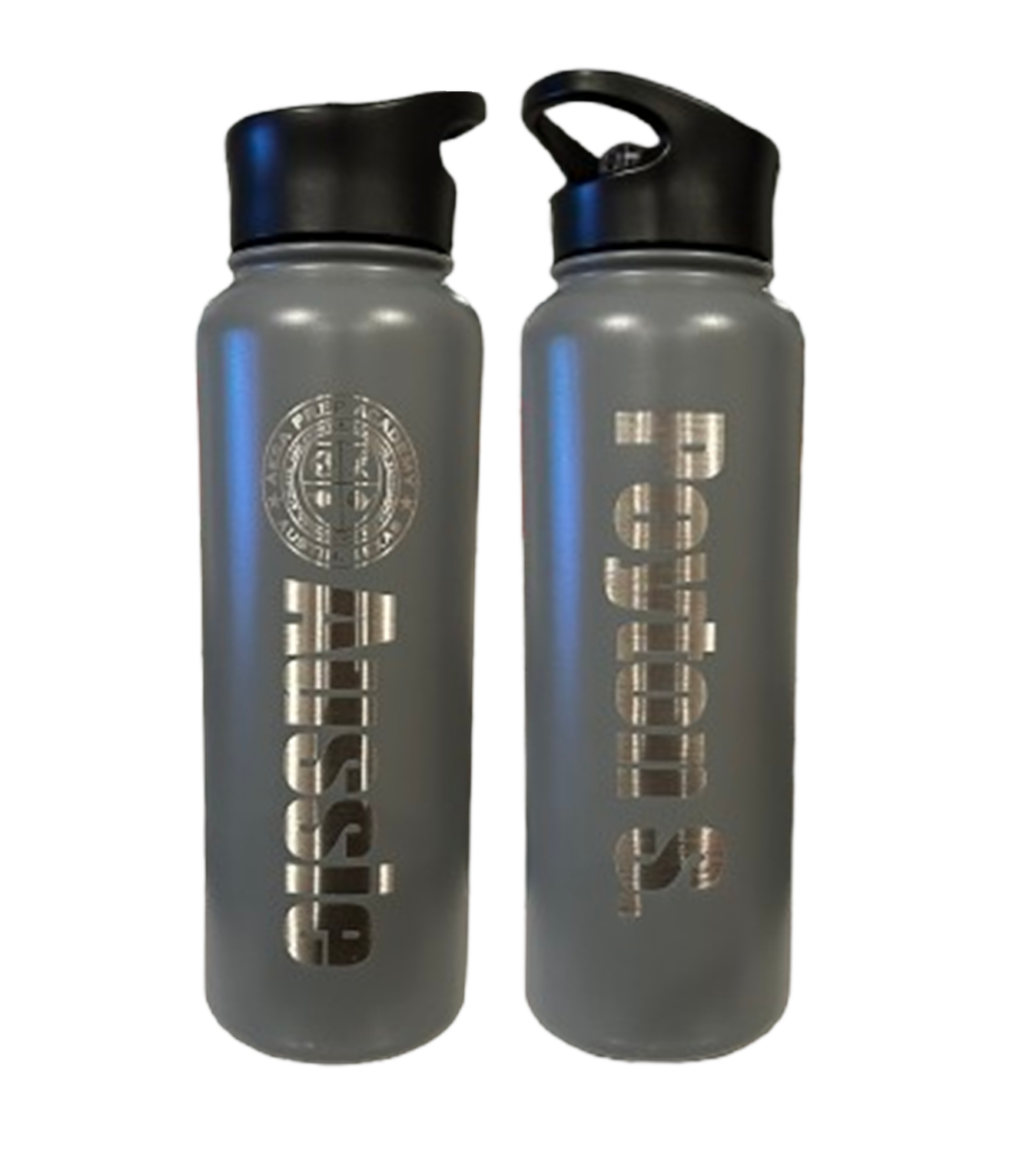 Grey 40 oz Stainless Steel Engraved Water Bottle