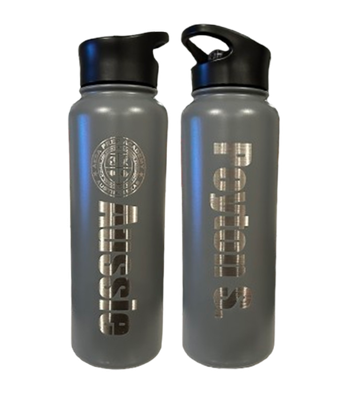 Grey 40 oz Stainless Steel Engraved Water Bottle