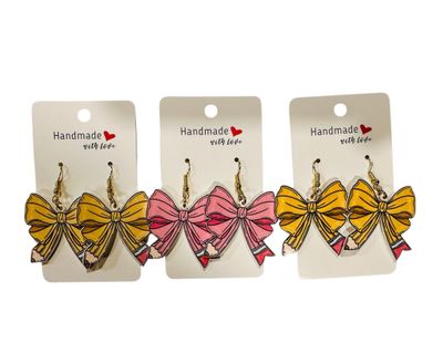 Pencil Bow Dangle Earrings