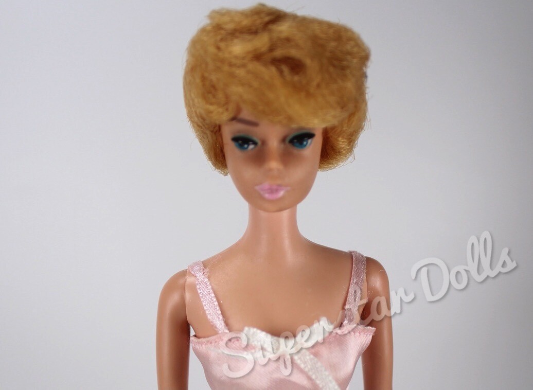 Vintage 1960's Bubblegum Pink Lipped Blonde Bubble-Cut Barbie Doll