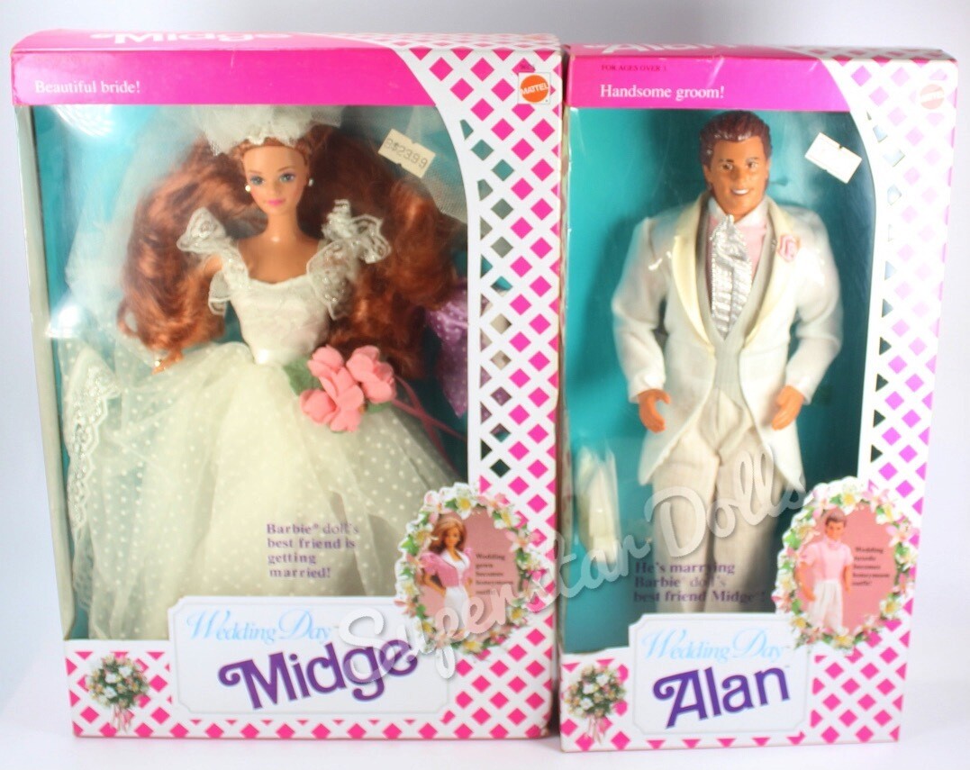 1990 Wedding Day Midge & Alan Barbie Doll SET