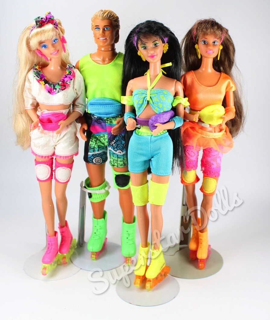 1991 Rollerblade Barbie, Ken, Kira & Teresa Doll DE-BOXED SET