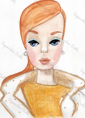 2022 A4 Hand Drawn Fashion Doll Portrait By Lisa Mackay No. 8