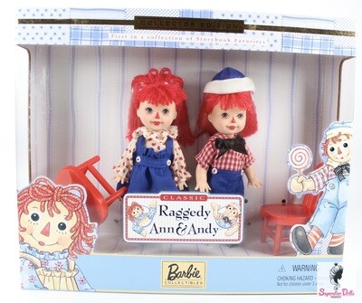 1999 Collector Edition: "Raggedy Ann & Andy" Kelly & Tommy Barbie Doll Gift Set
