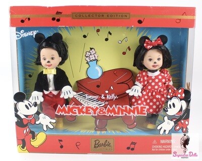 2002 Disney Collector Edition: Tommy & Kelly Dressed as Mickey & Minnie Barbie Doll Gift Set