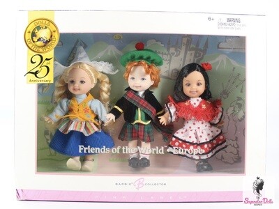 2005 Pink Label: "Friends of the World-Europe" Kelly & Friends Barbie Doll Gift Set