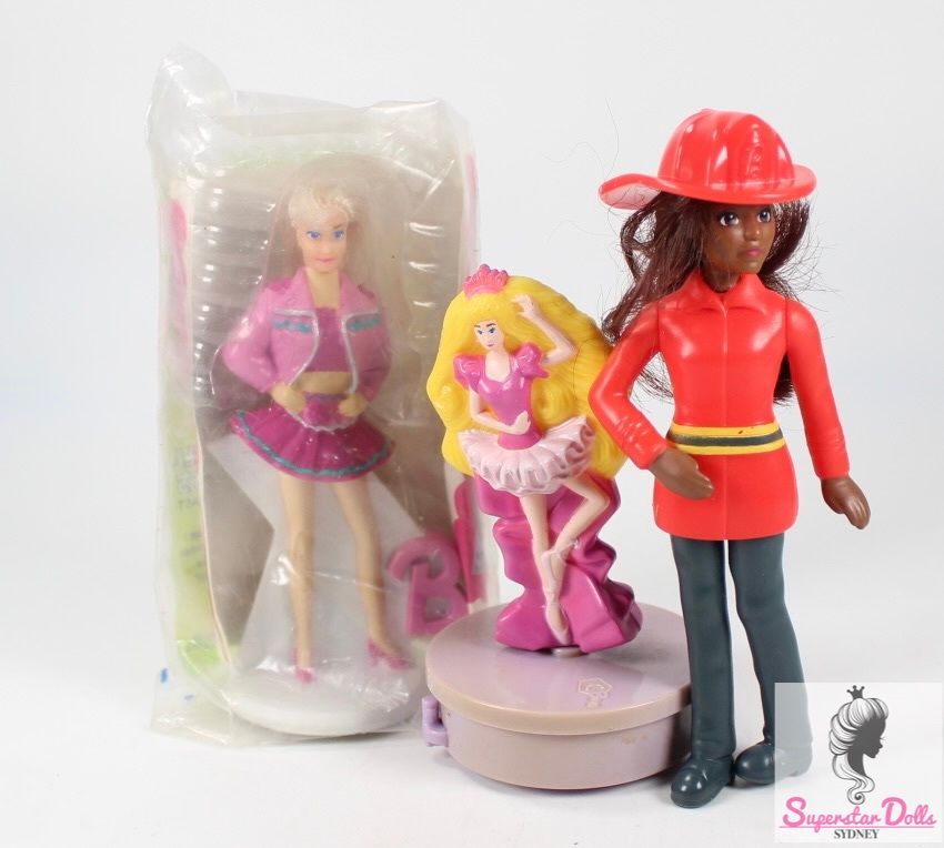 3 x Barbie McDonalds Happy Meal Toy Collectable Figurines