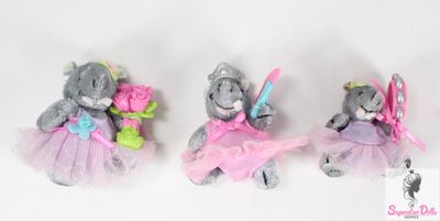 3 x 2004 Furryville Mini 3&quot; Plush Hippo Animals Figures By Mattel