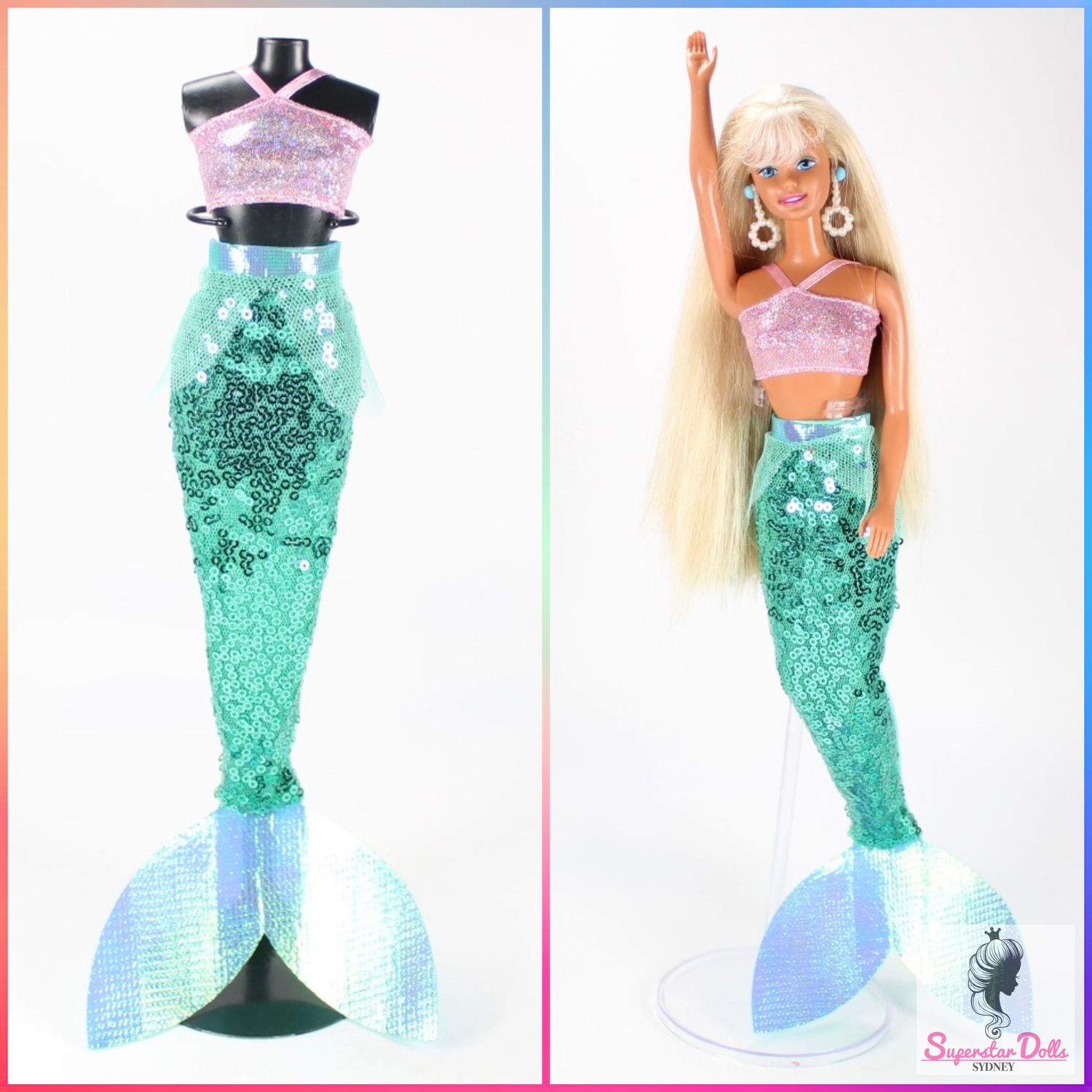 Sequenced Mermaid Fashion For Barbie and 11.5&quot; Fashion Dolls-Green Tail