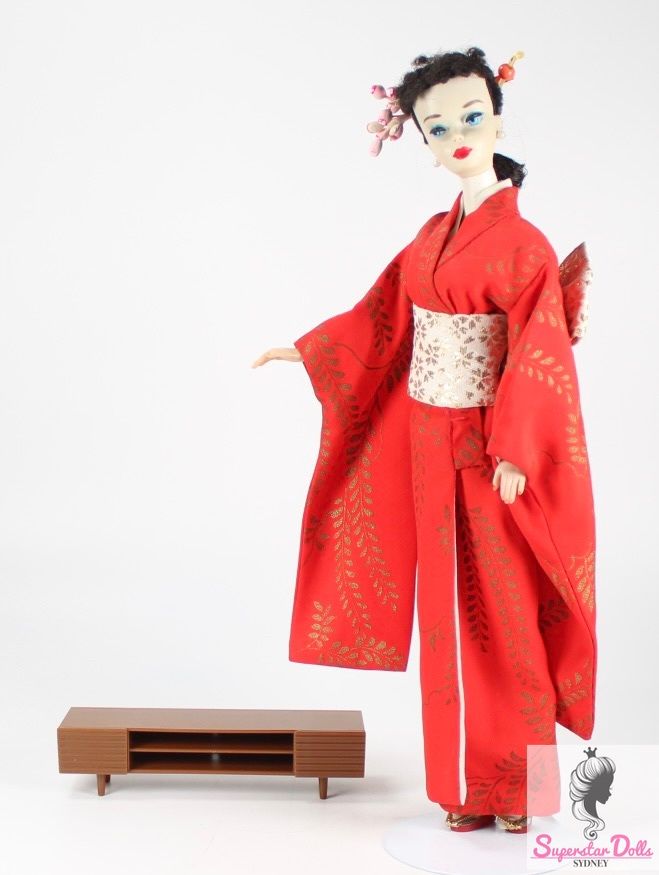 Miniature T.V Unit For Barbie Sized Fashion Dolls-Brown