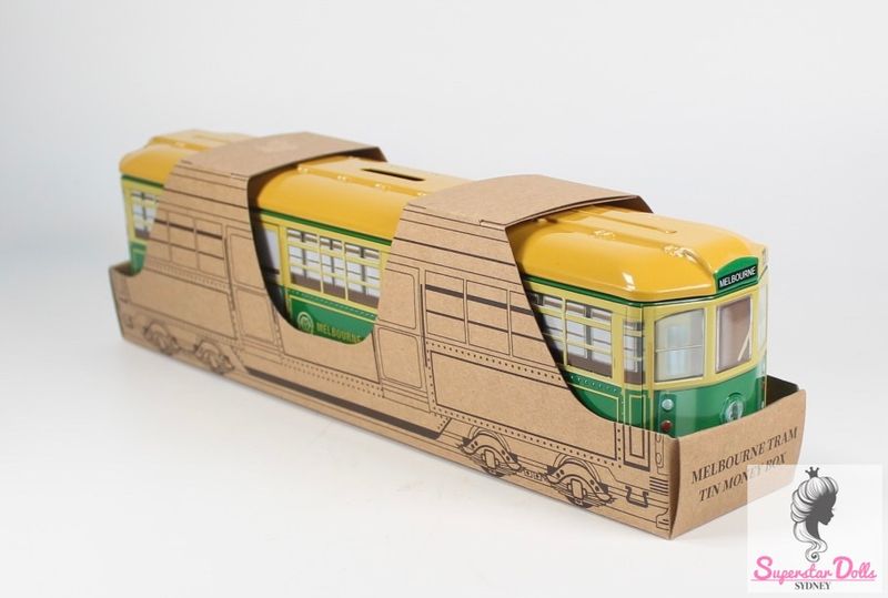 29cm Melbourne Tram Tin Collectable Money Box-Yellow