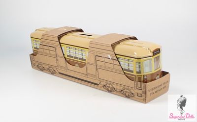 29cm Melbourne Tram Tin Collectable Money Box-Beige