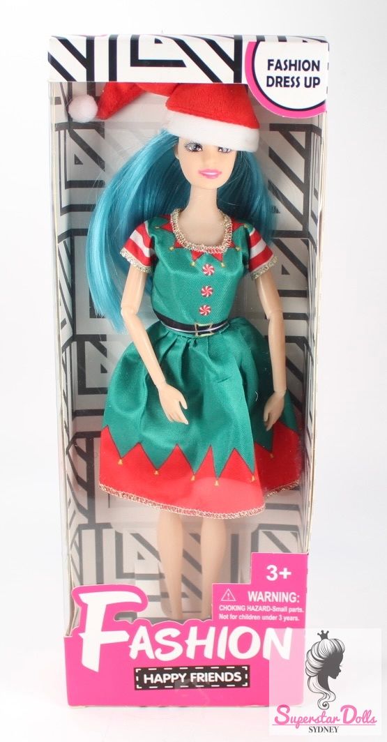 "Superstar Barbie" Clone Santa Christmas Doll-Blue Hair