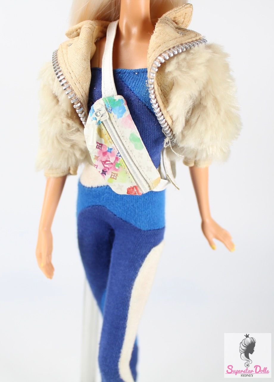 Miniature &quot;L.V&quot; Inspired Luxury Body Bag for Fashion Dolls