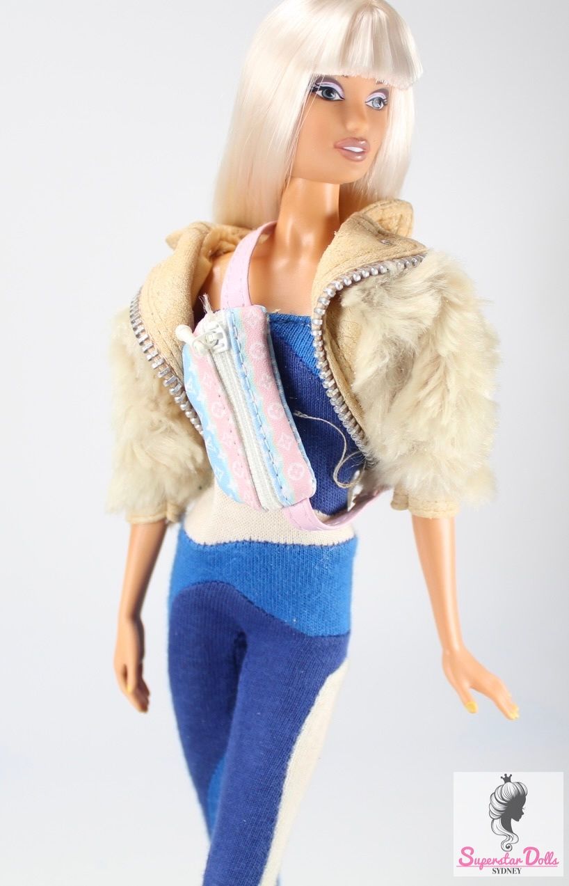 Miniature &quot;L.V&quot; Inspired Luxury Body Bag for Fashion Dolls
