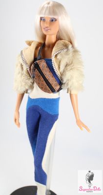 Miniature &quot;L.V&quot; Inspired Luxury Body Bag for Fashion Dolls