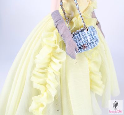 Miniature &quot;Chanel&quot; Inspired Luxury Hand Bag for Fashion Dolls-Blue