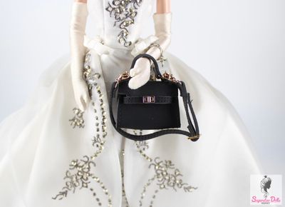 Miniature &quot;Hermes Birkin&quot; Inspired Luxury Hand Bag for Fashion Dolls-Pink