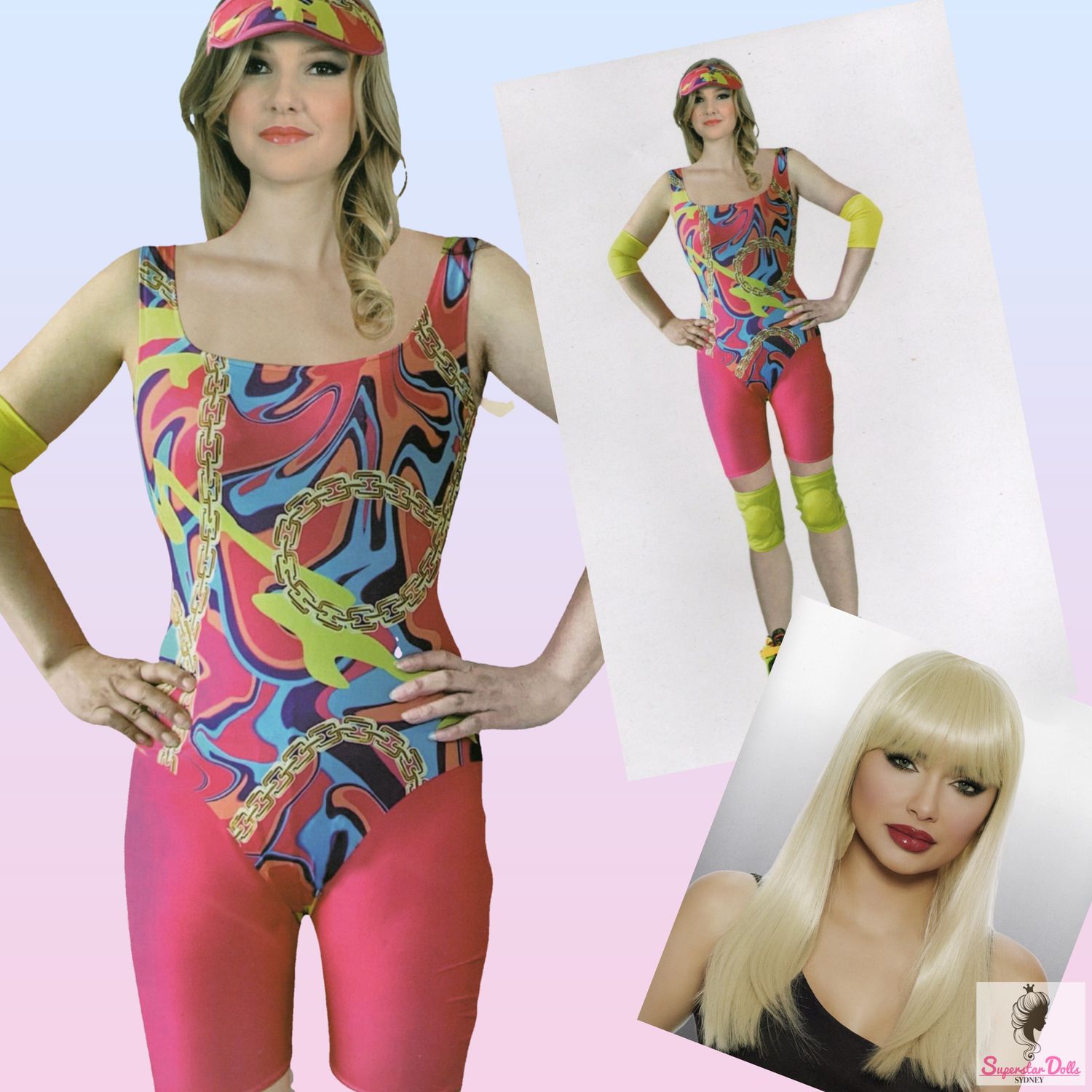 &quot;Barbie-The Movie&quot; Inspired Ladies Inline Skating Costume + Wig SET