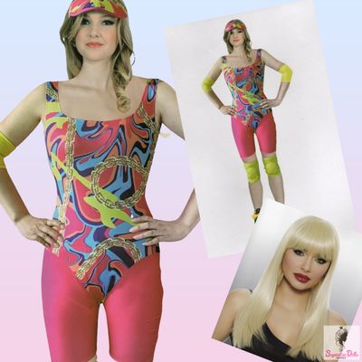 &quot;Barbie-The Movie&quot; Inspired Ladies Inline Skating Costume + Wig SET