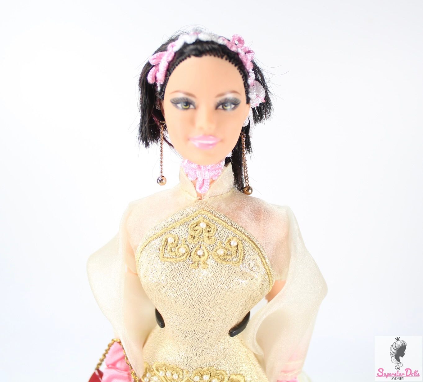 &quot;Fashionista&quot; Barbie Doll In &quot;JHD: Gold Qipao&quot; Designer Fashion