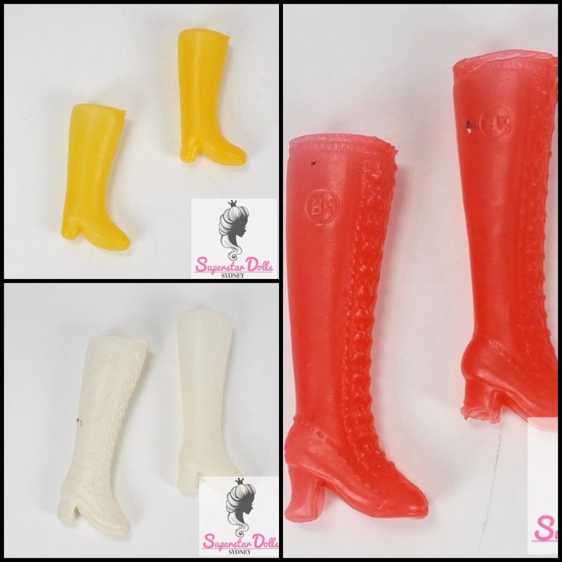 3 X Vintage 1960&#39;s MOD ERA Hong Kong Clone Barbie Doll Boots