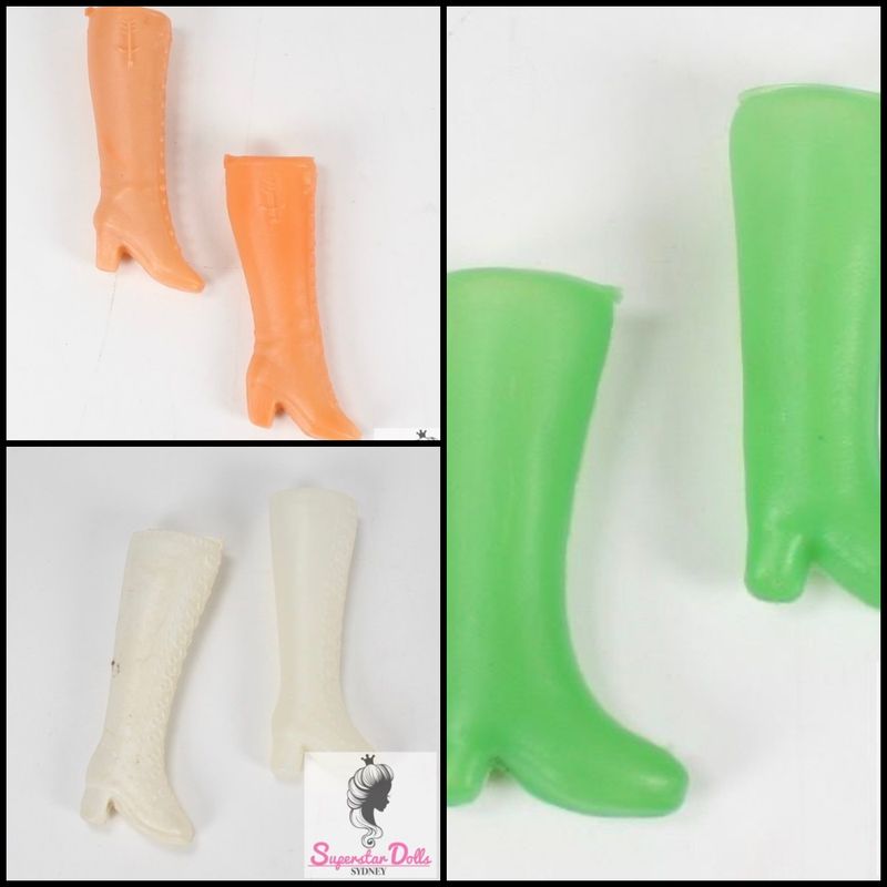 3 X Vintage 1960&#39;s MOD ERA Hong Kong Clone Barbie Doll Boots