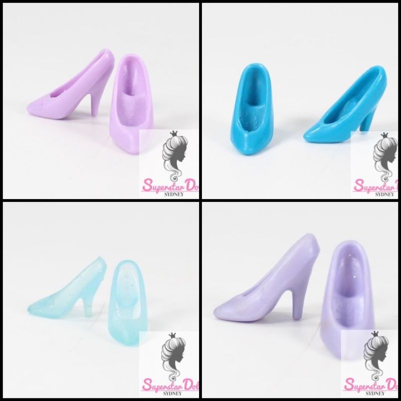 4 X Vintage 90&#39;s Era Genuine Mattel Barbie Closed Toe Heeled Shoes