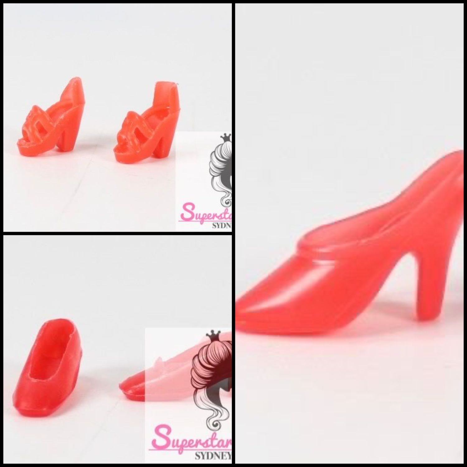 3 X Vintage 1960&#39;s Hong Kong Clone Barbie Doll Heeled Shoes