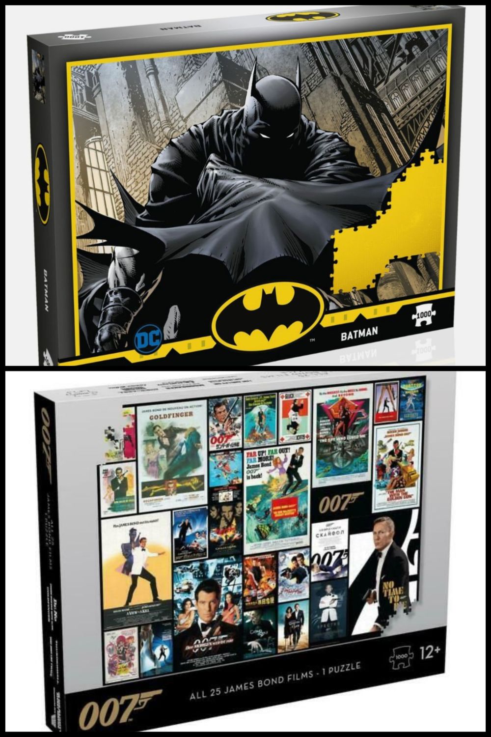 2 x Winning Moves: &quot;Batman&quot; &amp; &quot;James Bond: 007&quot; 1000 Piece Puzzles LOT