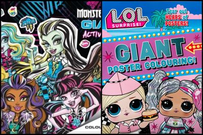 2 x "Monster High" + "L.O.L. Surprise" Giant Colouring/Activity Books LOT